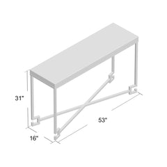 Console Table, 53-Inch, White Top with Gold Metal Base