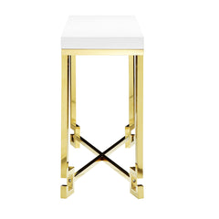 Console Table, 53-Inch, White Top with Gold Metal Base