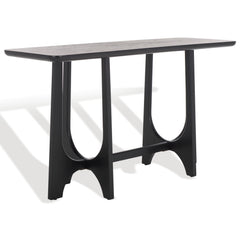 Console Table, 54 in Wide, Black with Cutout Trestle Base