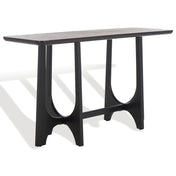 Console Table, 54 in Wide, Black with Cutout Trestle Base