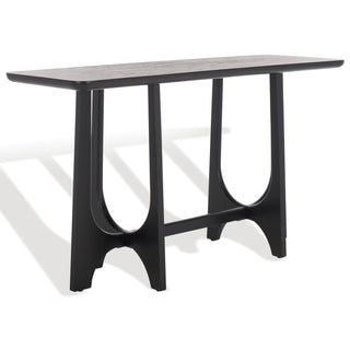 Console Table, 54 in Wide, Black with Cutout Trestle Base