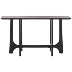 Console Table, 54 in Wide, Black with Cutout Trestle Base