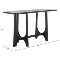 Console Table, 54 in Wide, Black with Cutout Trestle Base