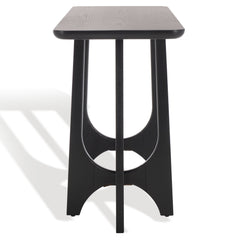 Console Table, 54 in Wide, Black with Cutout Trestle Base