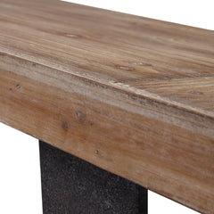 Console Table, 55 in Wide, Weathered Oak Wood Top with Black Metal Sled Legs