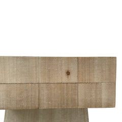 Console Table, 58 Inch Wide, Natural Wood with Trestle Base