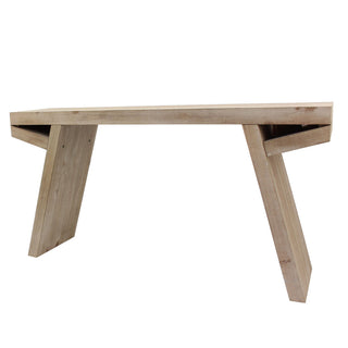 Console Table, 58 Inch Wide, Natural Wood with Trestle Base