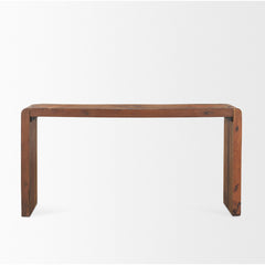 Console Table, 60 in Solid Reclaimed Wood with Brown Finish