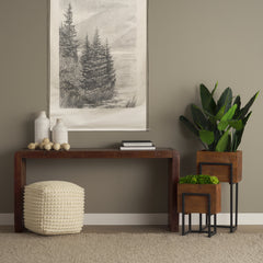 Console Table, 60 in Solid Reclaimed Wood with Brown Finish