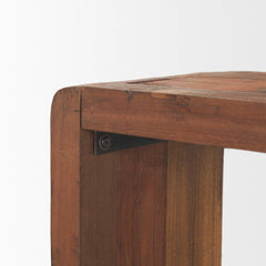 Console Table, 60 in Solid Reclaimed Wood with Brown Finish
