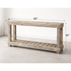 Console Table, 60 Inch, Natural Reclaimed Pine