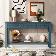 Console Table, 60 Inch Wide, Solid Pine Base with Four Drawers