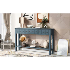 Console Table, 60 Inch Wide, Solid Pine Base with Four Drawers