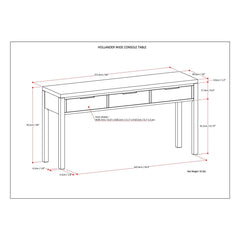 Console Table, 60 Inch Wide, Solid Pine, Warm Walnut Brown