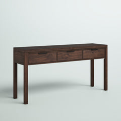 Console Table, 60 Inch Wide, Solid Pine, Warm Walnut Brown