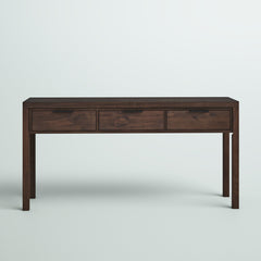 Console Table, 60 Inch Wide, Solid Pine, Warm Walnut Brown