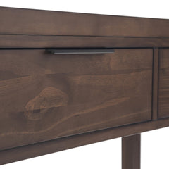 Console Table, 60 Inch Wide, Solid Pine, Warm Walnut Brown
