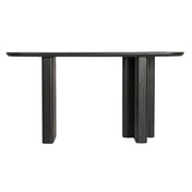 Console Table, 63 in Long, Black Solid Wood Top and Base