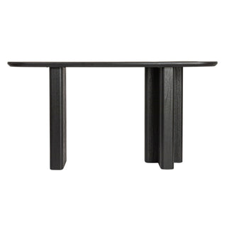 Console Table, 63 in Long, Black Solid Wood Top and Base