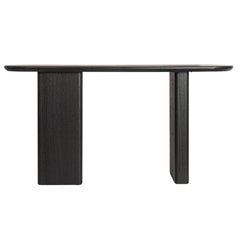 Console Table, 63 in Long, Black Solid Wood Top and Base
