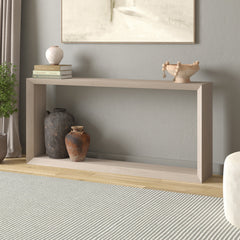 Console Table, 64 in Wide, Beige Manufactured Wood