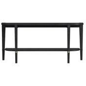 Console Table, 64 in Wide, Black Rubberwood and Oak with Brushed Gold Bars