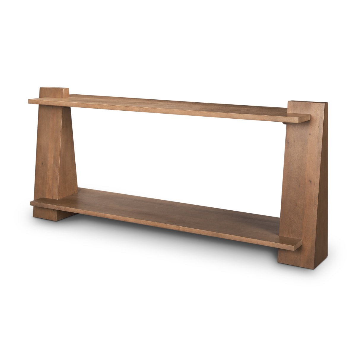 Console Table, 67 in Wide, Medium Brown Solid Wood with Angular Legs