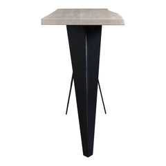 Console Table, 68 in Wide, Natural Oak Top with Black Iron Base