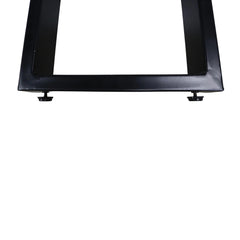 Console Table, 70 in Wide Solid Mango Wood in Natural with Black Iron Sled Base