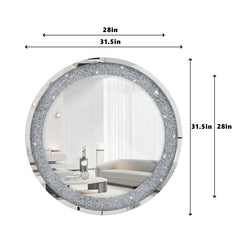Console Table and Wall Mirror Set, Mirrored Glass in Silver