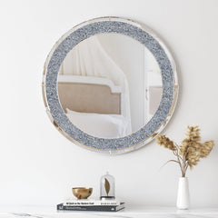 Console Table and Wall Mirror Set, Mirrored Glass in Silver