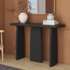 Console Table, Black Manufactured Wood with Triple Pedestal Base