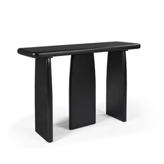 Console Table, Black Manufactured Wood with Triple Pedestal Base