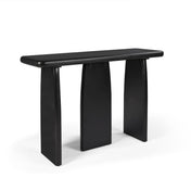 Console Table, Black Manufactured Wood with Triple Pedestal Base