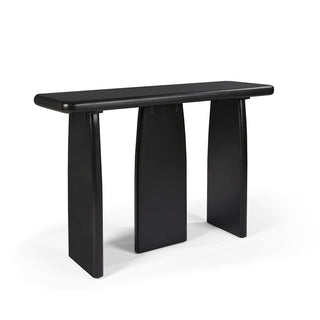 Console Table, Black Manufactured Wood with Triple Pedestal Base