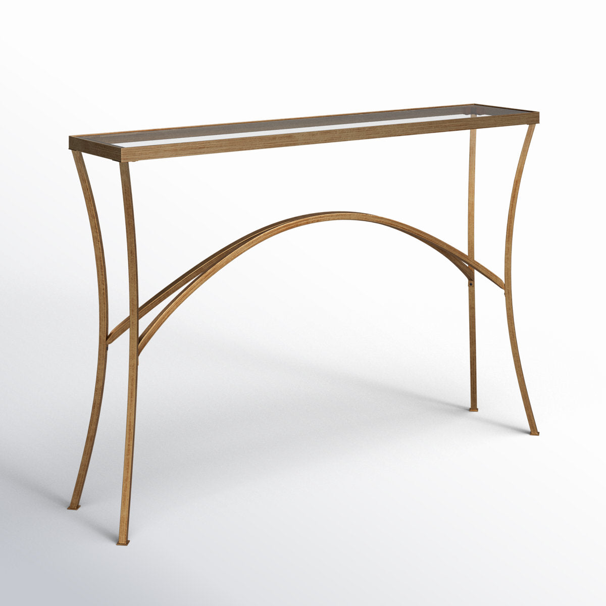 Console Table, Clear Glass Top with Gold Metal Frame, 48 In W