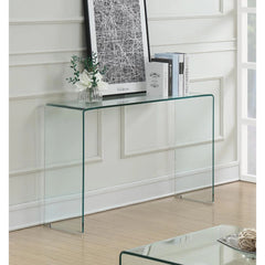 Console Table, Clear Glass with Glass Frame Base, 44 in Wide