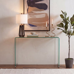 Console Table, Clear Glass with Glass Frame Base, 44 in Wide