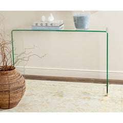 Console Table, Clear Glass with Glass Frame Base, 44 in Wide