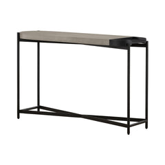 Console Table, Concrete Top, Metal Cross-Leg Base, 47 Inch Wide