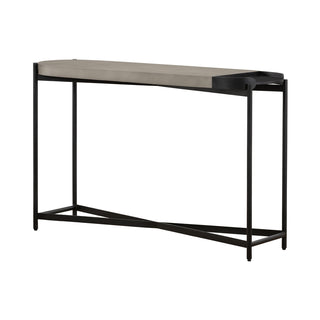 Console Table, Concrete Top, Metal Cross-Leg Base, 47 Inch Wide