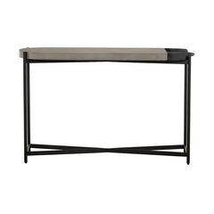 Console Table, Concrete Top, Metal Cross-Leg Base, 47 Inch Wide