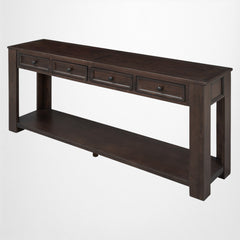 Console Table, Espresso Solid and Engineered Wood with Four Drawers