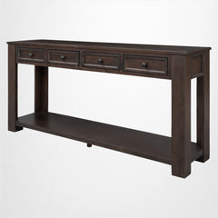 Console Table, Espresso Solid and Engineered Wood with Four Drawers