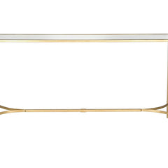 Console Table, Gold Iron Base with Clear Tempered Glass Top