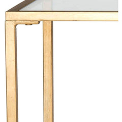 Console Table, Gold Iron Base with Clear Tempered Glass Top