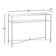 Console Table, Gold Iron Frame with Clear Tempered Glass Top