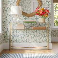 Console Table, Gold Iron Frame with Clear Tempered Glass Top