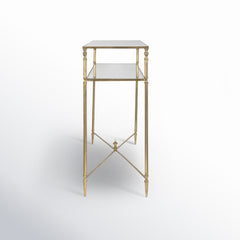 Console Table, Gold Iron Frame with Clear Tempered Glass Top