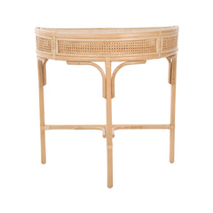 Console Table, Half Moon, Natural Rattan with Three Legs